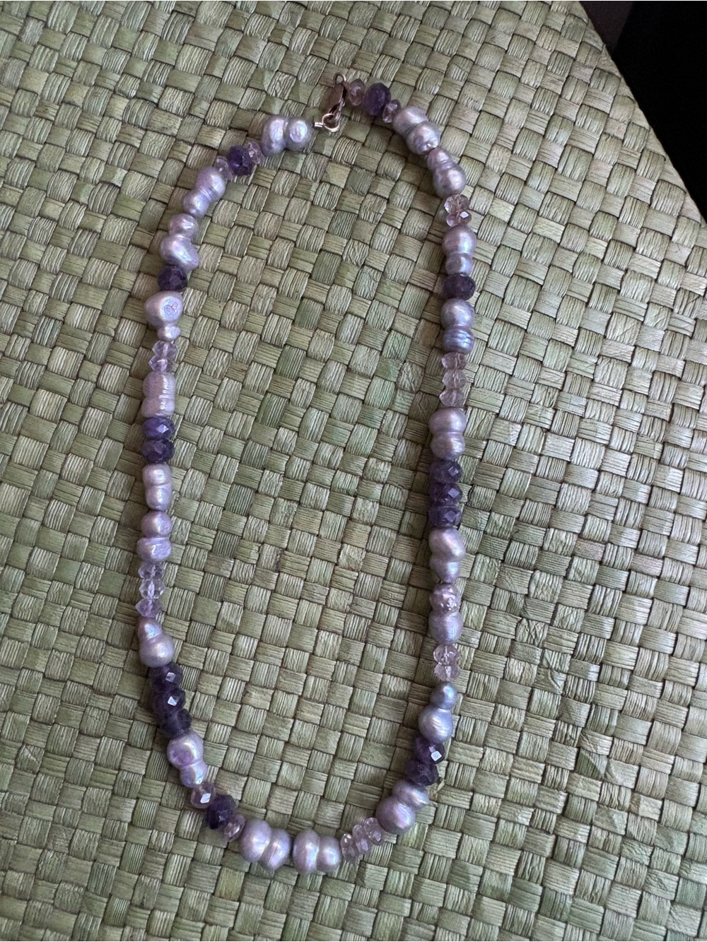 Lilac Pearl and Amethyst Bead Necklace